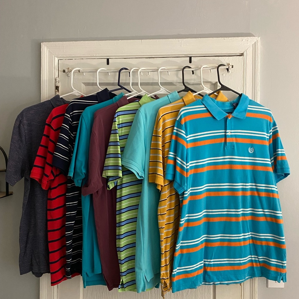 MENS polo shirts bundle of 9 polo shirts size Large smoke & pet free